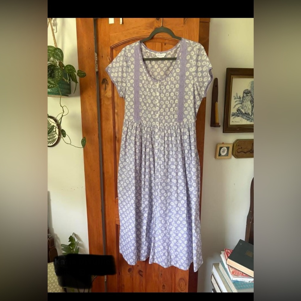 April Cornell floral Maxi dress with lace details.